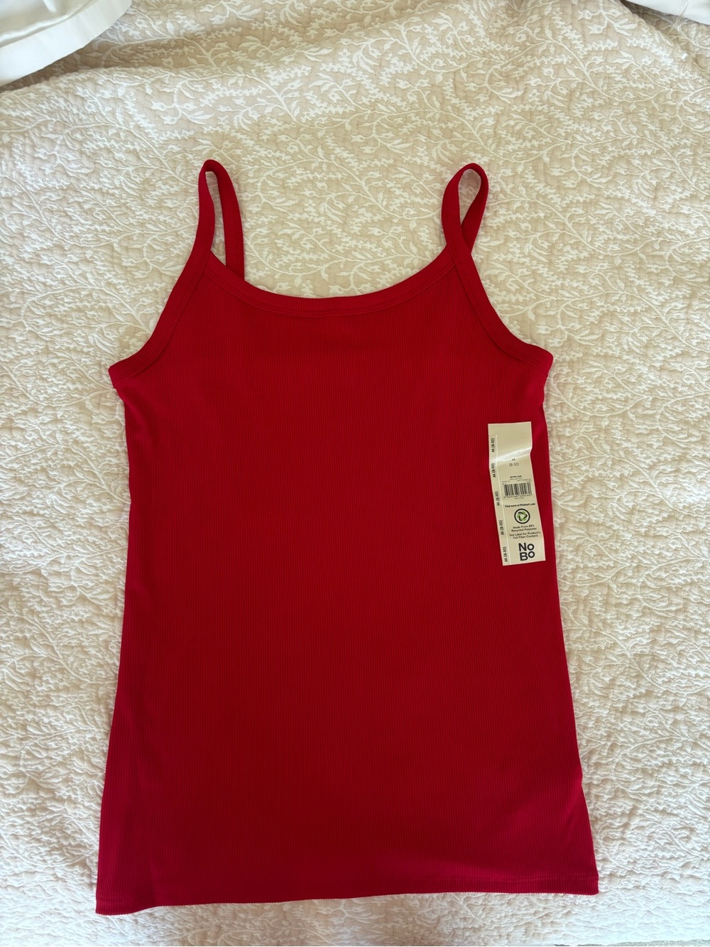 No Boundaries Red Ribbed Slim Tank Top